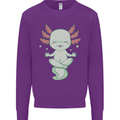 Meditating Axolot Yoga Spiritual Kids Sweatshirt Jumper Purple