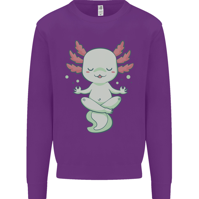 Meditating Axolot Yoga Spiritual Kids Sweatshirt Jumper Purple