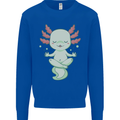 Meditating Axolot Yoga Spiritual Kids Sweatshirt Jumper Royal Blue
