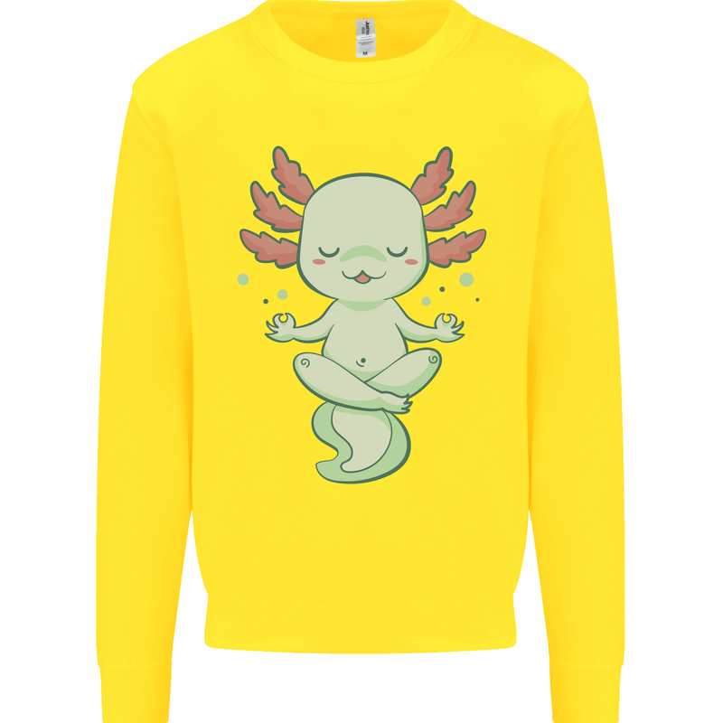 Meditating Axolot Yoga Spiritual Kids Sweatshirt Jumper Yellow