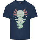 Meditating Axolot Yoga Spiritual Kids T-Shirt Childrens Navy Blue