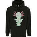 Meditating Axolot Yoga Spiritual Mens 80% Cotton Hoodie Black