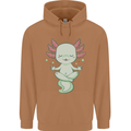 Meditating Axolot Yoga Spiritual Mens 80% Cotton Hoodie Caramel Latte