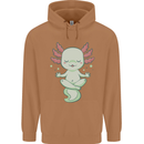 Meditating Axolot Yoga Spiritual Mens 80% Cotton Hoodie Caramel Latte