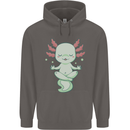Meditating Axolot Yoga Spiritual Mens 80% Cotton Hoodie Charcoal