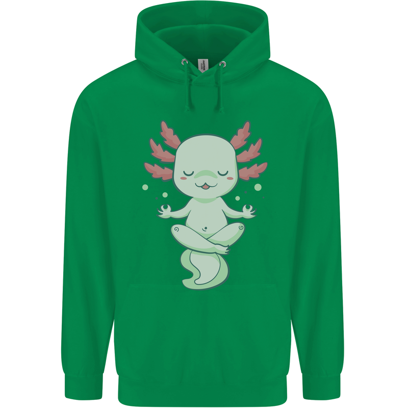 Meditating Axolot Yoga Spiritual Mens 80% Cotton Hoodie Irish Green