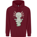 Meditating Axolot Yoga Spiritual Mens 80% Cotton Hoodie Maroon