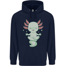 Meditating Axolot Yoga Spiritual Mens 80% Cotton Hoodie Navy Blue