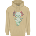Meditating Axolot Yoga Spiritual Mens 80% Cotton Hoodie Sand