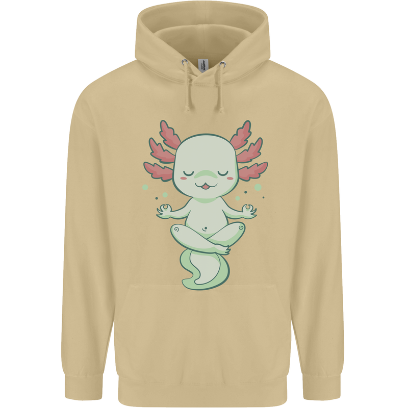 Meditating Axolot Yoga Spiritual Mens 80% Cotton Hoodie Sand