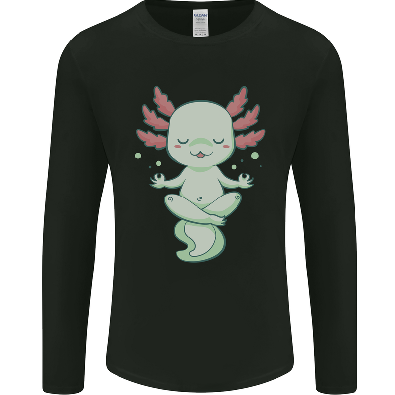 Meditating Axolot Yoga Spiritual Mens Long Sleeve T-Shirt Black