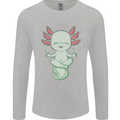 Meditating Axolot Yoga Spiritual Mens Long Sleeve T-Shirt Sports Grey