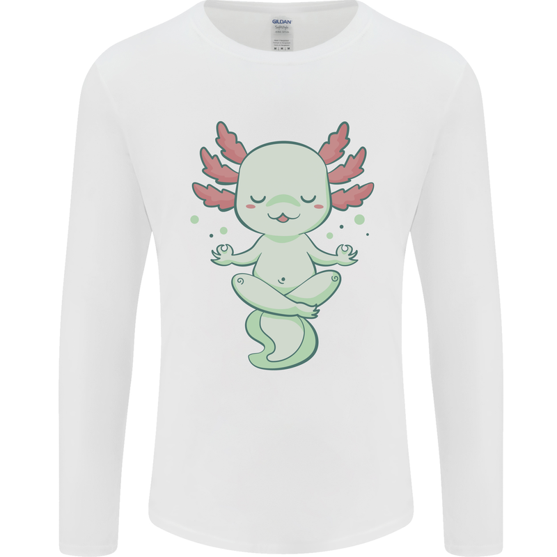 Meditating Axolot Yoga Spiritual Mens Long Sleeve T-Shirt White