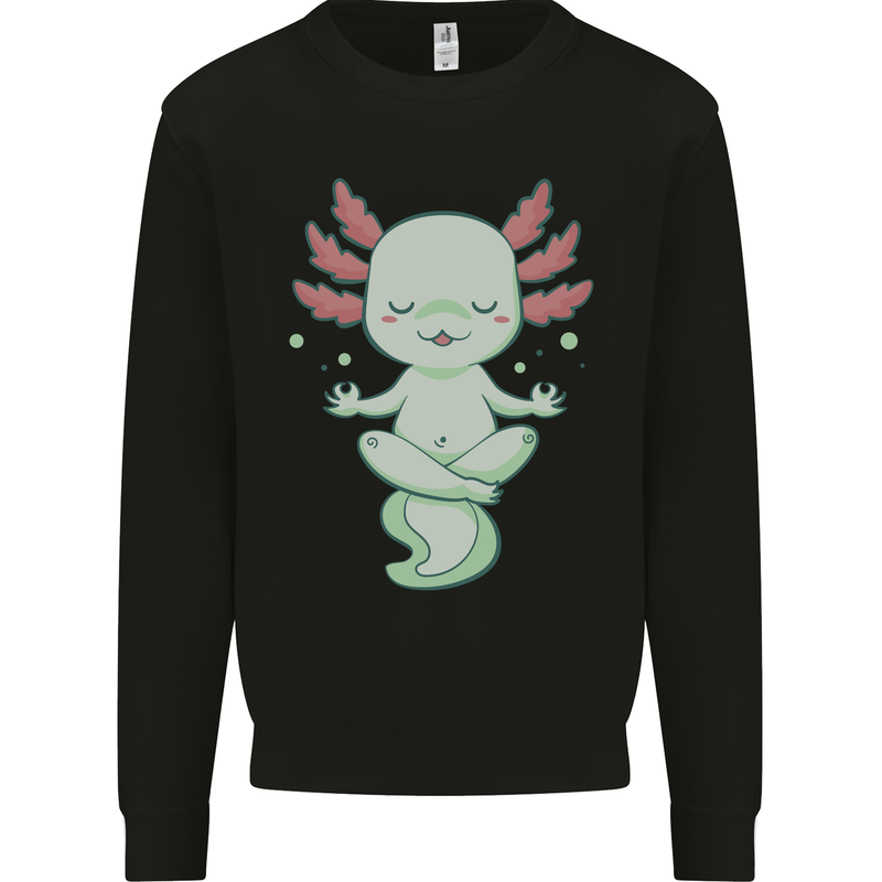 Meditating Axolot Yoga Spiritual Mens Sweatshirt Jumper Black