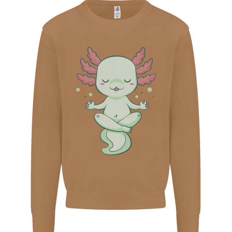 Meditating Axolot Yoga Spiritual Mens Sweatshirt Jumper Caramel Latte