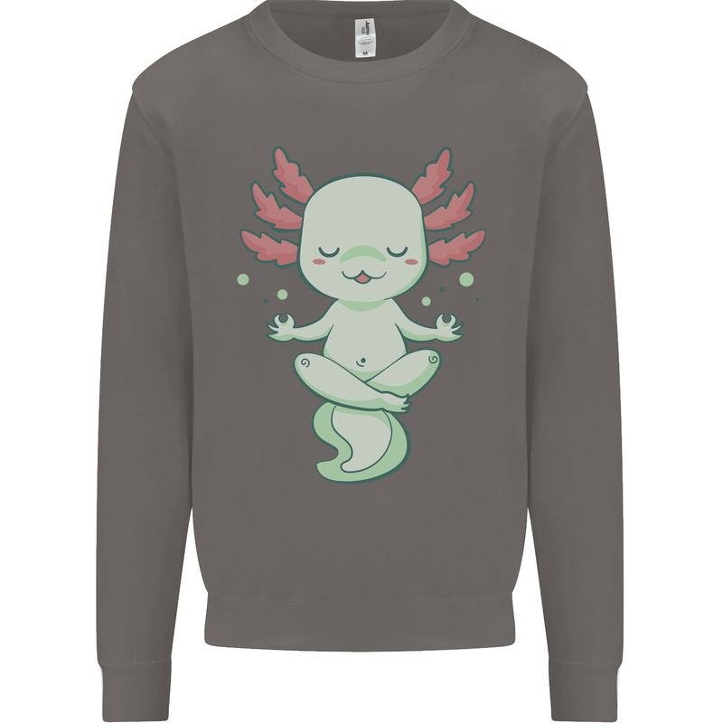 Meditating Axolot Yoga Spiritual Mens Sweatshirt Jumper Charcoal