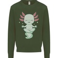 Meditating Axolot Yoga Spiritual Mens Sweatshirt Jumper Forest Green