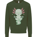 Meditating Axolot Yoga Spiritual Mens Sweatshirt Jumper Forest Green