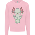 Meditating Axolot Yoga Spiritual Mens Sweatshirt Jumper Light Pink