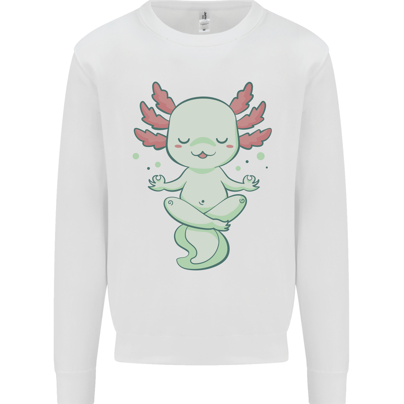 Meditating Axolot Yoga Spiritual Mens Sweatshirt Jumper White