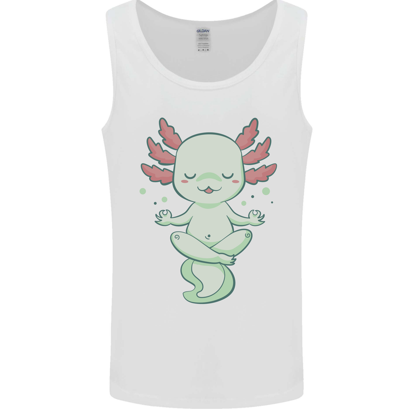Meditating Axolot Yoga Spiritual Mens Vest Tank Top White