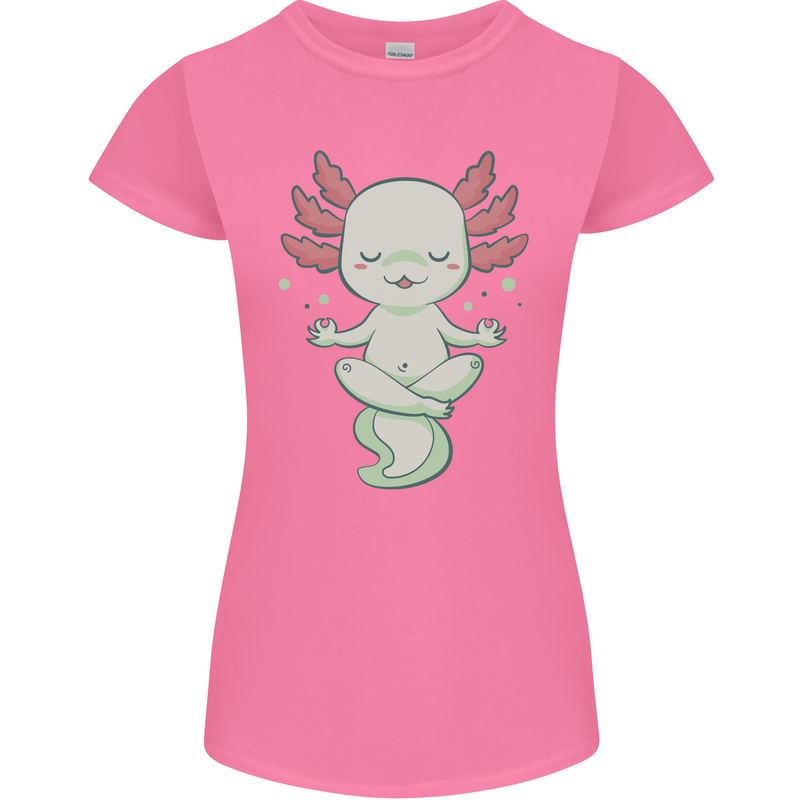 Meditating Axolot Yoga Spiritual Womens Petite Cut T-Shirt Azalea