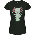 Meditating Axolot Yoga Spiritual Womens Petite Cut T-Shirt Black