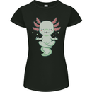 Meditating Axolot Yoga Spiritual Womens Petite Cut T-Shirt Black