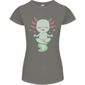 Meditating Axolot Yoga Spiritual Womens Petite Cut T-Shirt Charcoal