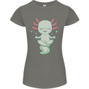 Meditating Axolot Yoga Spiritual Womens Petite Cut T-Shirt Charcoal