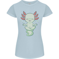 Meditating Axolot Yoga Spiritual Womens Petite Cut T-Shirt Light Blue