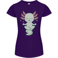 Meditating Axolot Yoga Spiritual Womens Petite Cut T-Shirt Purple
