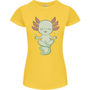 Meditating Axolot Yoga Spiritual Womens Petite Cut T-Shirt Yellow