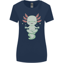 Meditating Axolot Yoga Spiritual Womens Wider Cut T-Shirt Navy Blue