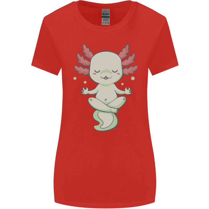 Meditating Axolot Yoga Spiritual Womens Wider Cut T-Shirt Red