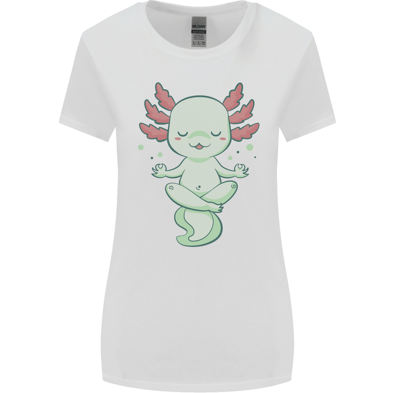 Meditating Axolot Yoga Spiritual Womens Wider Cut T-Shirt White