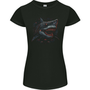 Megalodon Prehistoric White Shark Dinosaur Womens Petite Cut T-Shirt Black