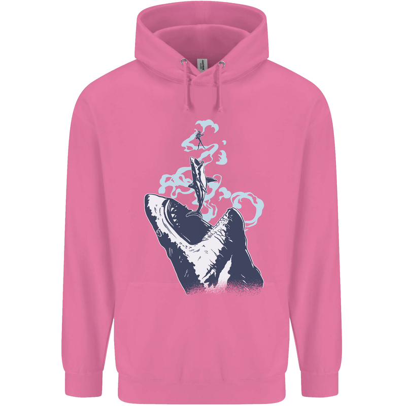 Megalodon v Great White Shark v Scuba Diver Childrens Kids Hoodie Azalea