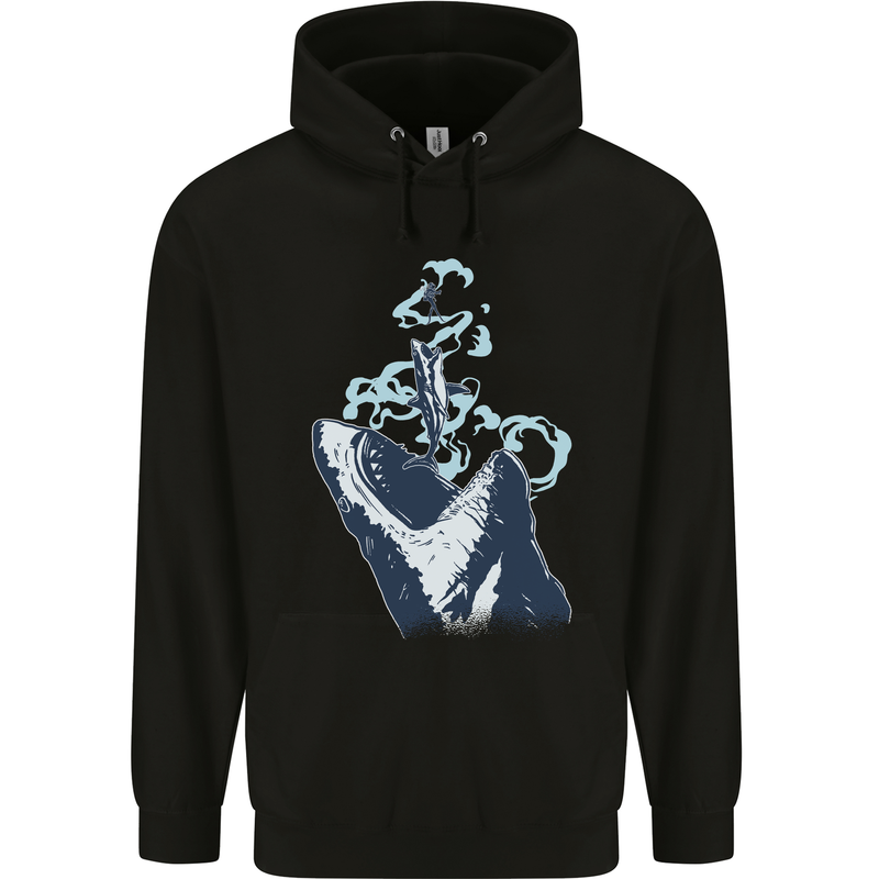 Megalodon v Great White Shark v Scuba Diver Childrens Kids Hoodie Black