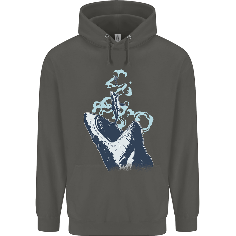 Megalodon v Great White Shark v Scuba Diver Childrens Kids Hoodie Storm Grey