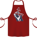 Megalodon v Great White Shark v Scuba Diver Cotton Apron 100% Organic Maroon