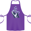 Megalodon v Great White Shark v Scuba Diver Cotton Apron 100% Organic Purple