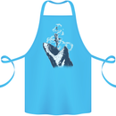 Megalodon v Great White Shark v Scuba Diver Cotton Apron 100% Organic Turquoise