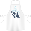 Megalodon v Great White Shark v Scuba Diver Cotton Apron 100% Organic White