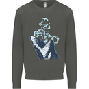 Megalodon v Great White Shark v Scuba Diver Kids Sweatshirt Jumper Storm Grey