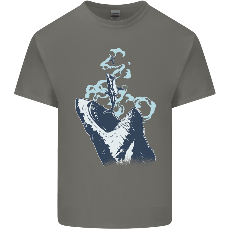 Megalodon v Great White Shark v Scuba Diver Kids T-Shirt Childrens Charcoal