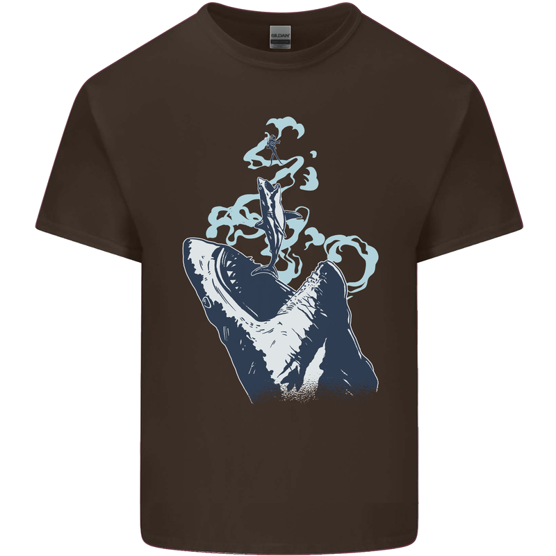 Megalodon v Great White Shark v Scuba Diver Kids T-Shirt Childrens Chocolate