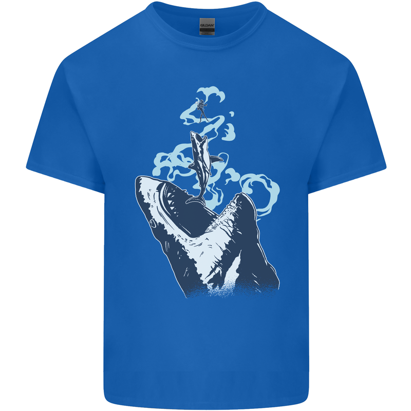 Megalodon v Great White Shark v Scuba Diver Kids T-Shirt Childrens Royal Blue
