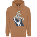 Megalodon v Great White Shark v Scuba Diver Mens 80% Cotton Hoodie Caramel Latte