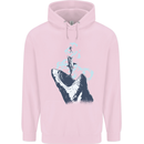 Megalodon v Great White Shark v Scuba Diver Mens 80% Cotton Hoodie Light Pink